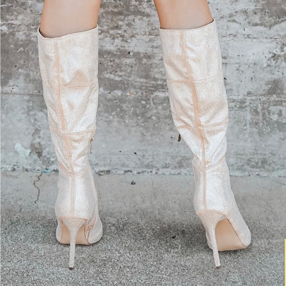Rhinestone Knee-high boots Lulus NIB - Picture 2 of 4